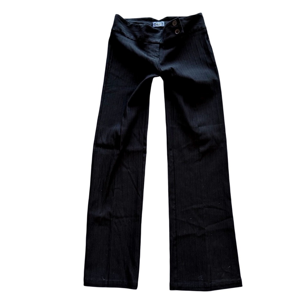 Vintage Y2K Ellemenno Black Flare Leg Low Rise Trousers Office Siren Sz 3